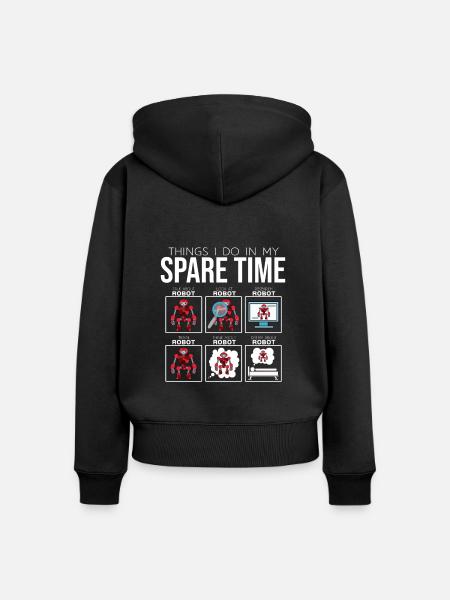 Roboter - Frauen Premium Bio Zip Hoodie - Schwarz
