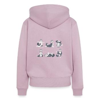 Yoga Husky - Sweat à capuche zippé Premium bio Femme - rose poudré - Dos - Julia (174cm)