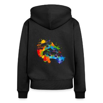 Splash Gamer Console Gaming - Women's Premium Organic Zip Hoodie - black - Back - Julia (174cm)