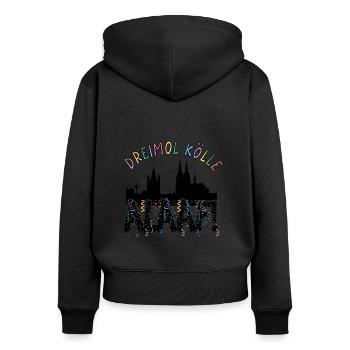 Karneval Kostüm Dreimol Kölle Alaaf Herz Köln - Frauen Premium Bio Zip Hoodie - Schwarz - Hinten - Julia (174cm)