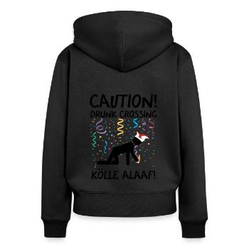 Karneval Kostüm Kölle Alaaf Köln Caution Drunk - Frauen Premium Bio Zip Hoodie - Schwarz - Hinten - Julia (174cm)