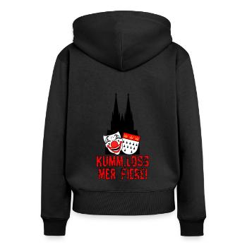 Karneval Kostüm Kölle Alaaf Köln loss mer fiere! - Frauen Premium Bio Zip Hoodie - Schwarz - Hinten - Julia (174cm)