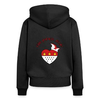 Karneval Kostüm Kölle Alaaf Wappen Dom Köln - Frauen Premium Bio Zip Hoodie - Schwarz - Hinten - Julia (174cm)