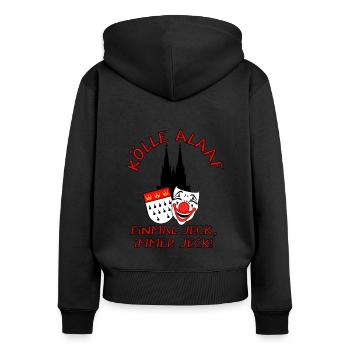 Karneval Kostüm Kölle Alaaf Clown Wappen Dom Köln - Frauen Premium Bio Zip Hoodie - Schwarz - Hinten - Julia (174cm)