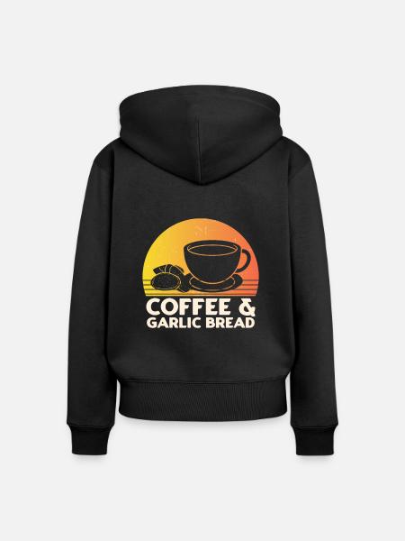 Knoblauch Knoblauchbrot Essen Geschenk - Frauen Premium Bio Zip Hoodie - Schwarz