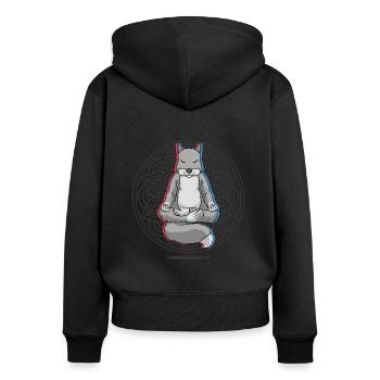 Namaste Meditation Eichhörnchen - Frauen Premium Bio Zip Hoodie - Schwarz - Hinten - Julia (174cm)