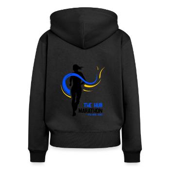 Marathon April 17, 2023 at the Hub of the Universe - Women's Premium Organic Zip Hoodie - black - Back - Julia (174cm)