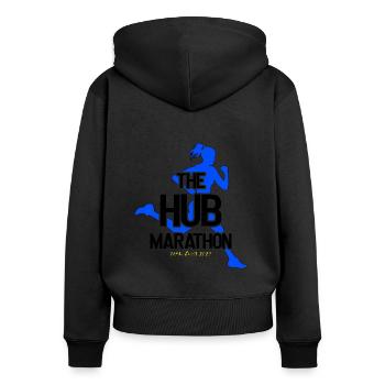 Marathon April 17, 2023 at the Hub of the Universe - Women's Premium Organic Zip Hoodie - black - Back - Julia (174cm)