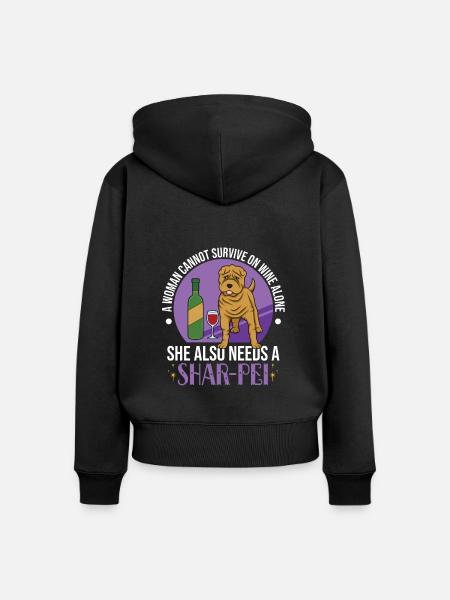 Chinese Shar Pei - Frauen Premium Bio Zip Hoodie - Schwarz