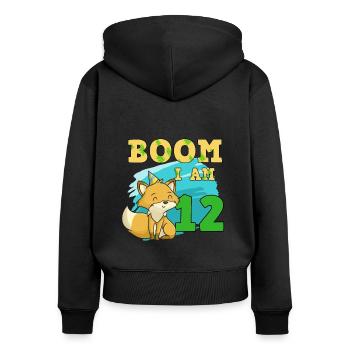 12. Geburtstag Katze - Frauen Premium Bio Zip Hoodie - Schwarz - Hinten - Julia (174cm)