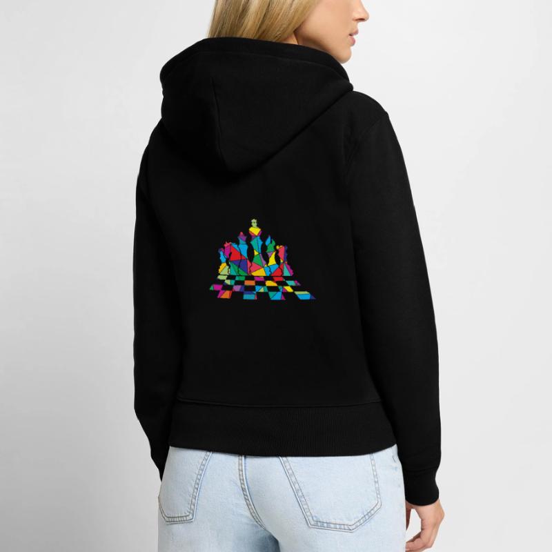 Jeu de table Low Poly Polygon Chess Sweat à capuche zippé Premium bio Femme