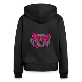 Weimaraner - Frauen Premium Bio Zip Hoodie - Schwarz - Hinten - Julia (174cm)