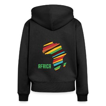 Colorful Africa - Frauen Premium Bio Zip Hoodie - Schwarz - Hinten - Julia (174cm)