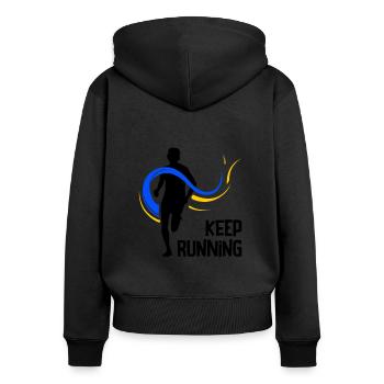 Laufen Sie 26,2 Meilen Marathon Herausforderung - Frauen Premium Bio Zip Hoodie - Schwarz - Hinten - Julia (174cm)