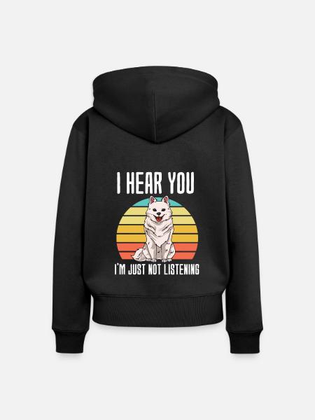 American Eskimo - Frauen Premium Bio Zip Hoodie - Schwarz