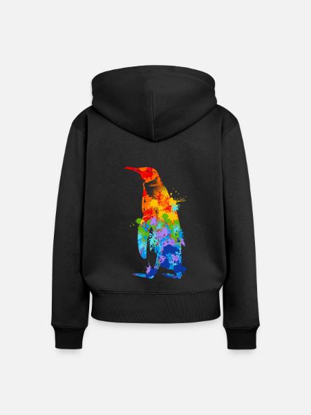 Pinguin Splash Art Arktis Eis - Frauen Premium Bio Zip Hoodie - Schwarz