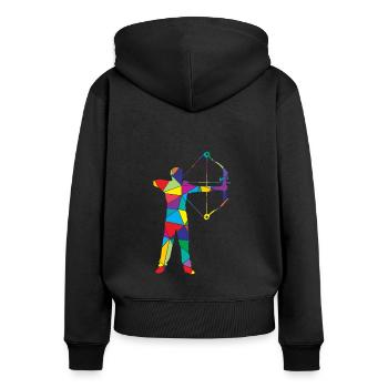 Low Poly Bogenjäger Poly Bogenjagd - Frauen Premium Bio Zip Hoodie - Schwarz - Hinten - Julia (174cm)