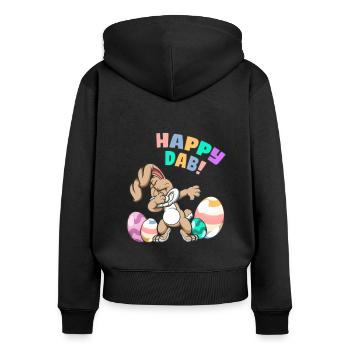 Happy Dab! Osterhase Osterfest - Frauen Premium Bio Zip Hoodie - Schwarz - Hinten - Julia (174cm)