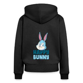 Lustiger Osterhase - Jungen Boys Blau - Frauen Premium Bio Zip Hoodie - Schwarz - Hinten - Julia (174cm)
