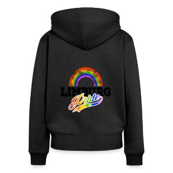 Pride Limburg - Frauen Premium Bio Zip Hoodie - Schwarz - Hinten - Julia (174cm)