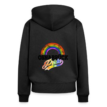 Pride Osnabrück - Frauen Premium Bio Zip Hoodie - Schwarz - Hinten - Julia (174cm)
