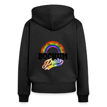 Pride Bochum - Frauen Premium Bio Zip Hoodie - Schwarz - Hinten - Julia (174cm)