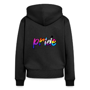 Orgueil - Sweat à capuche zippé Premium bio Femme - noir - Dos - Julia (174cm)