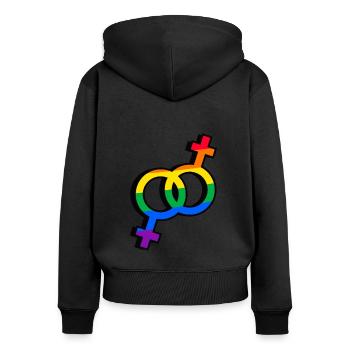 Orgueil - Sweat à capuche zippé Premium bio Femme - noir - Dos - Julia (174cm)