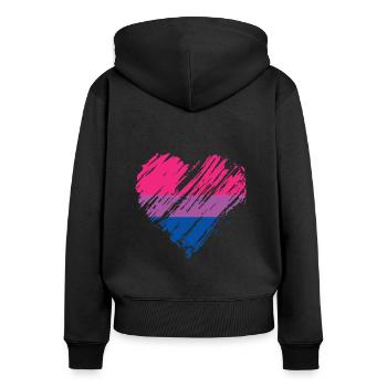 Fierté LGBTQ Coeur Bisexuel - Sweat à capuche zippé Premium bio Femme - noir - Dos - Julia (174cm)