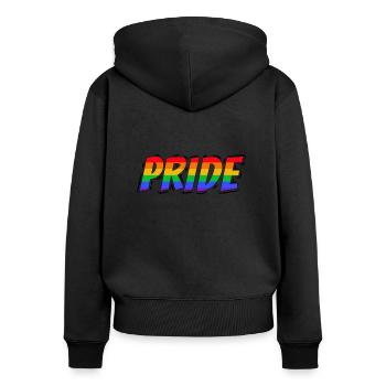 Stolz LGBTQ. Aussage - Frauen Premium Bio Zip Hoodie - Schwarz - Hinten - Julia (174cm)