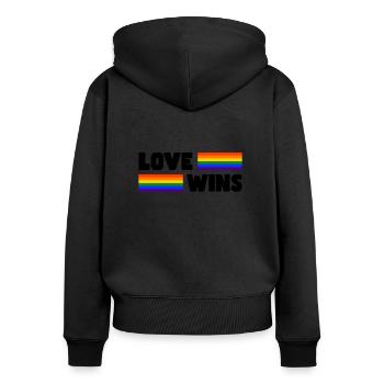 Stolz LGBTQ. Stellungnahme - Frauen Premium Bio Zip Hoodie - Schwarz - Hinten - Julia (174cm)