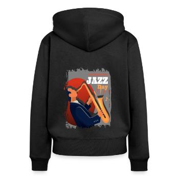 Festival d’improvisation de musique jazz - Sweat à capuche zippé Premium bio Femme - noir - Dos - Julia (174cm)