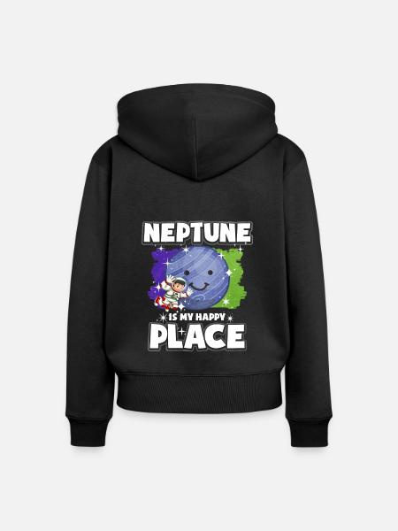 Neptun Planet Geschenk - Frauen Premium Bio Zip Hoodie - Schwarz