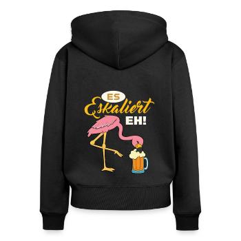 Es Eskaliert Eh - Frauen Premium Bio Zip Hoodie - Schwarz - Hinten - Julia (174cm)