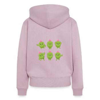 Cactus Yoga - Sweat à capuche zippé Premium bio Femme - rose poudré - Dos - Julia (174cm)
