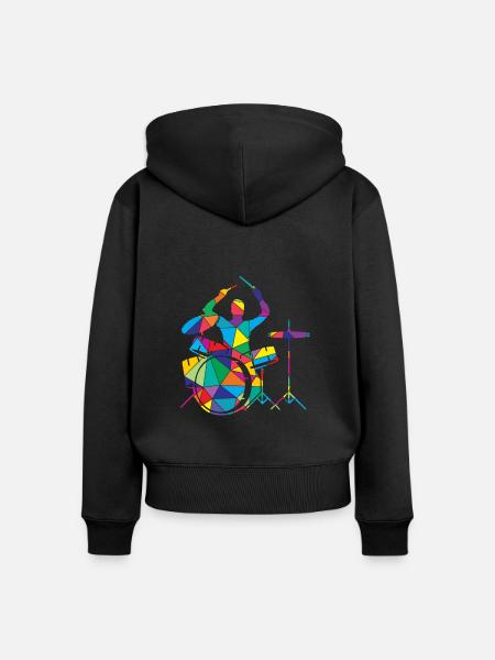 Schlagzeug Polygon Trommler - Frauen Premium Bio Zip Hoodie - Schwarz
