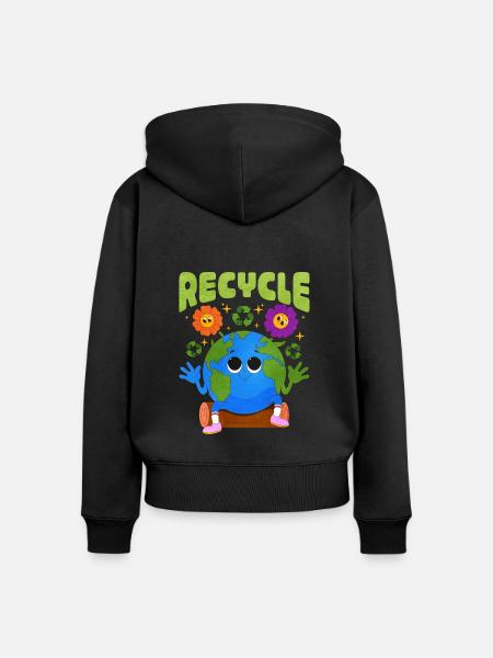 Recycling - Frauen Premium Bio Zip Hoodie - Schwarz