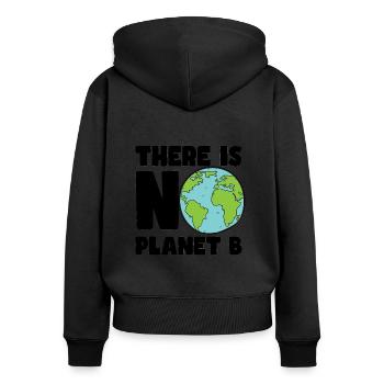 There is no Planet B - Frauen Premium Bio Zip Hoodie - Schwarz - Hinten - Julia (174cm)