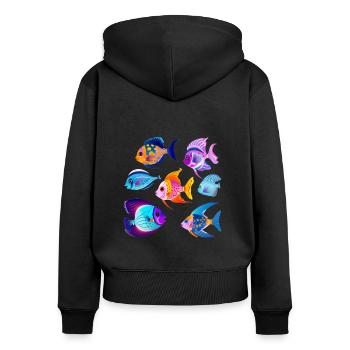 Exotische Zierfische Aquaristik Aquarium - Frauen Premium Bio Zip Hoodie - Schwarz - Hinten - Julia (174cm)