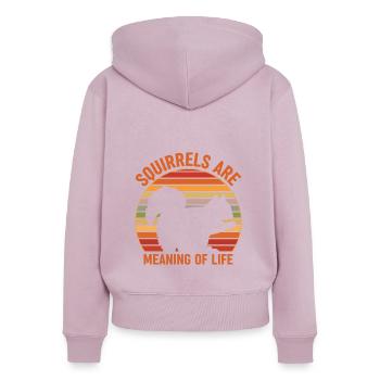 Les écureuils sont le sens de l’attitude de vie - Sweat à capuche zippé Premium bio Femme - rose poudré - Dos - Julia (174cm)