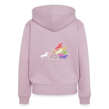 Prisma Einhorn Licht Dreieckes Lichtspektrum - Frauen Premium Bio Zip Hoodie - Altrosa - Hinten - Julia (174cm)