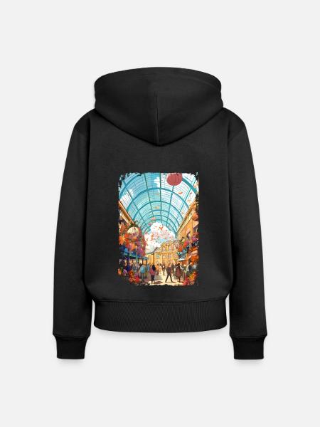 London - Frauen Premium Bio Zip Hoodie - Schwarz
