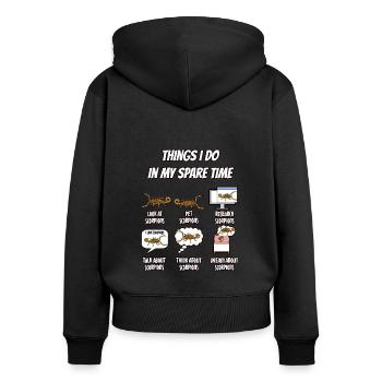 Scorpion - Frauen Premium Bio Zip Hoodie - Schwarz - Hinten - Julia (174cm)