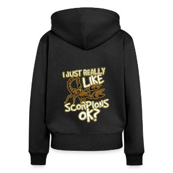 Scorpion - Frauen Premium Bio Zip Hoodie - Schwarz - Hinten - Julia (174cm)