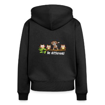 Be Different Dabbing Hund - Frauen Premium Bio Zip Hoodie - Schwarz - Hinten - Julia (174cm)