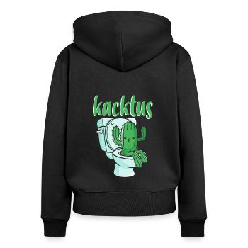 Lustiger Kaktus beim Kacken Kaktus Auf Toilette WC - Frauen Premium Bio Zip Hoodie - Schwarz - Hinten - Julia (174cm)