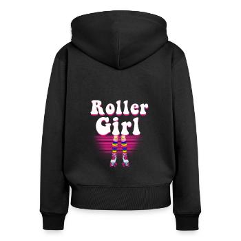 Inline Skater - Frauen Premium Bio Zip Hoodie - Schwarz - Hinten - Julia (174cm)