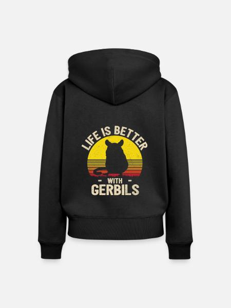 Rennmaus - Frauen Premium Bio Zip Hoodie - Schwarz