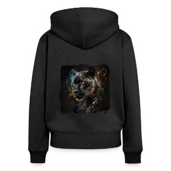 Schwarzer Panther Großkatze - Frauen Premium Bio Zip Hoodie - Schwarz - Hinten - Julia (174cm)