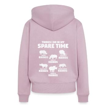 Rhinocéros - Sweat à capuche zippé Premium bio Femme - rose poudré - Dos - Julia (174cm)